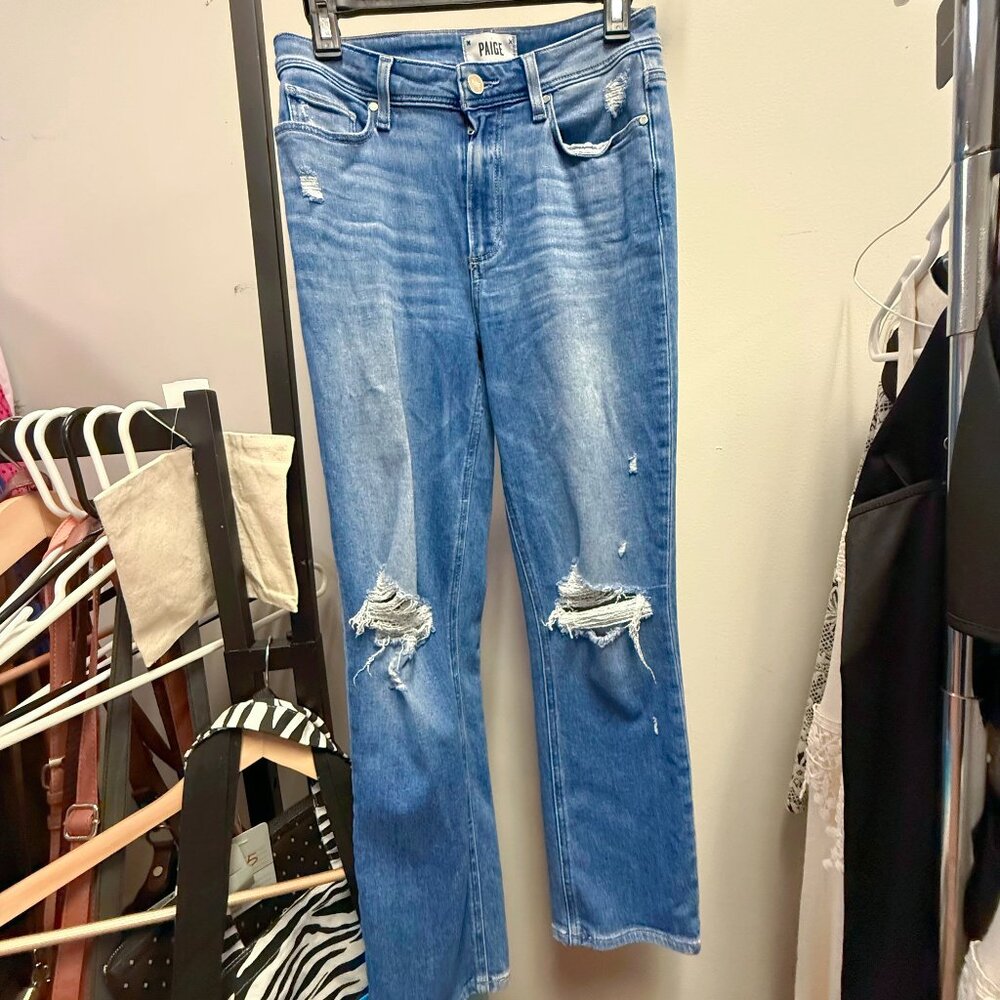 RIPPED PAIGE JEANS SIZE 27 COLOR BLUE